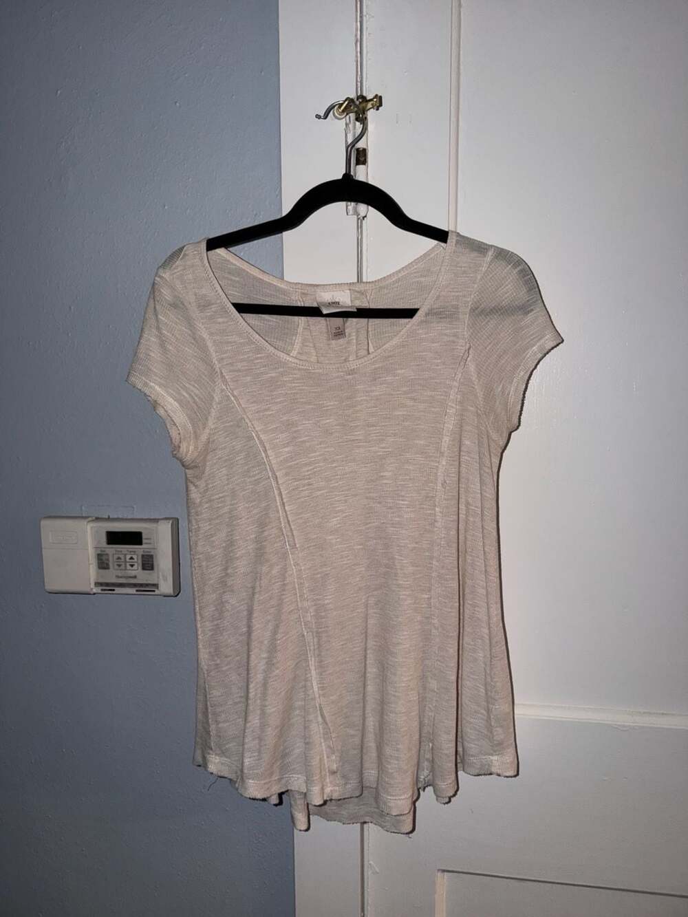 Knox Rose Women's XS Cream Lace-Up Back Short Sleeve T-Shirt